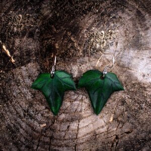 Boucles d'oreille en cuir - lierre